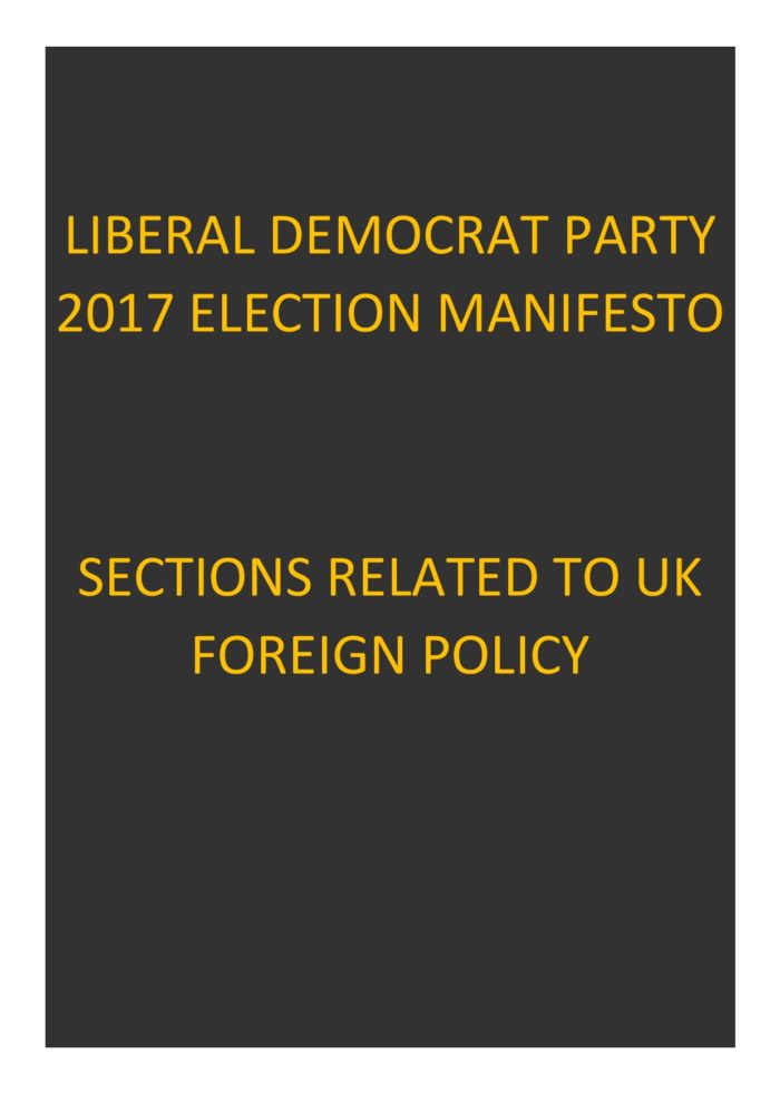 Liberal Democrats Manifesto pledges on UK foreign policy British