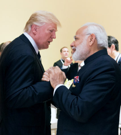 Modi and Trump holding hands